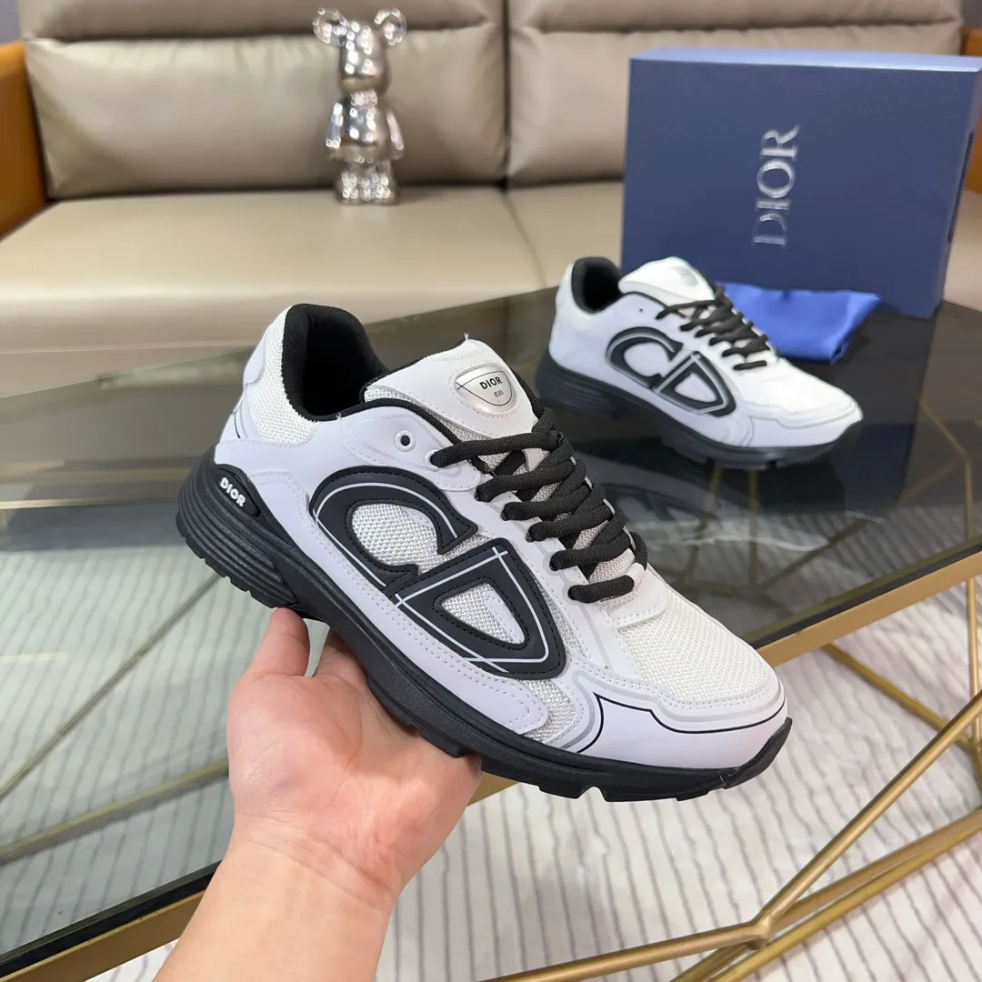 Men's Shoes💰P460💰【DIOR】Dior's new B30 low-top sneakers✅ are carefully made of gray mesh fabric and white technical fabric, decorated with reflective "CD30" graphic logo, and "DIO~B30" and "CD30" logos on the heel and tongue. An extra-light, sculpted rubber sole with signature accents adds style, while internal stretch details create ideal comfort. It can be matched with various casual styles to show a fashionable and modern sports style. Code number: 38-44 (45 can be customized)
